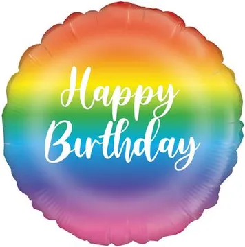 18" Rainbow Script Happy Birthday Foil Balloon