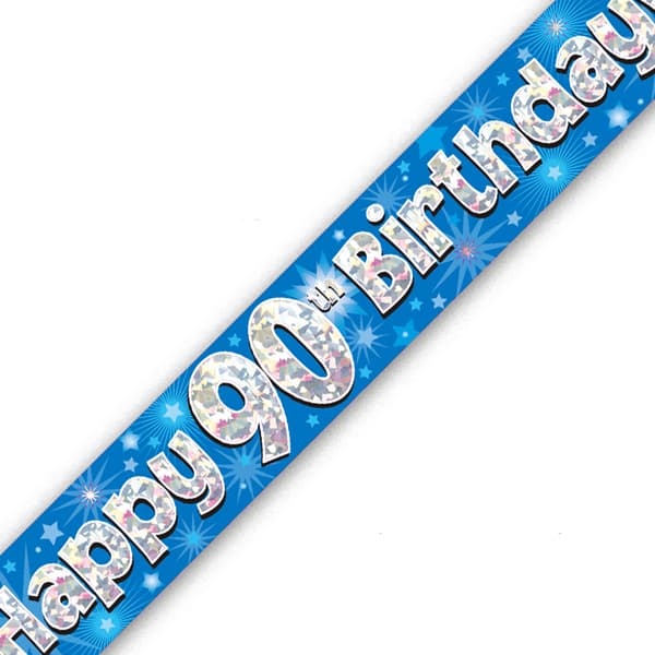 (image for) Happy 90th Birthday Blue Holographic Banner