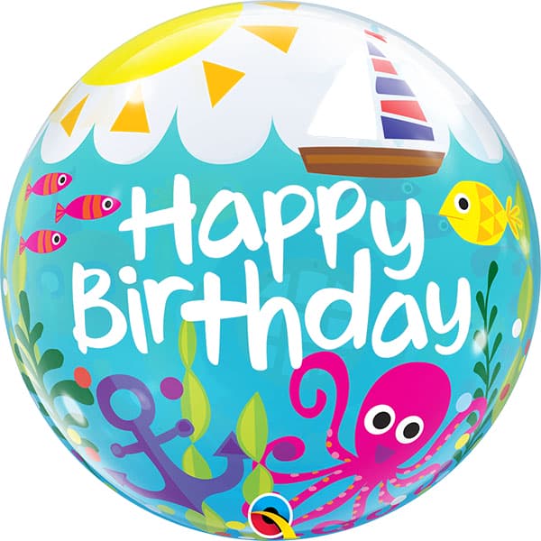 (image for) 22" Happy Birthday Maritime Fun Single Bubble Balloons
