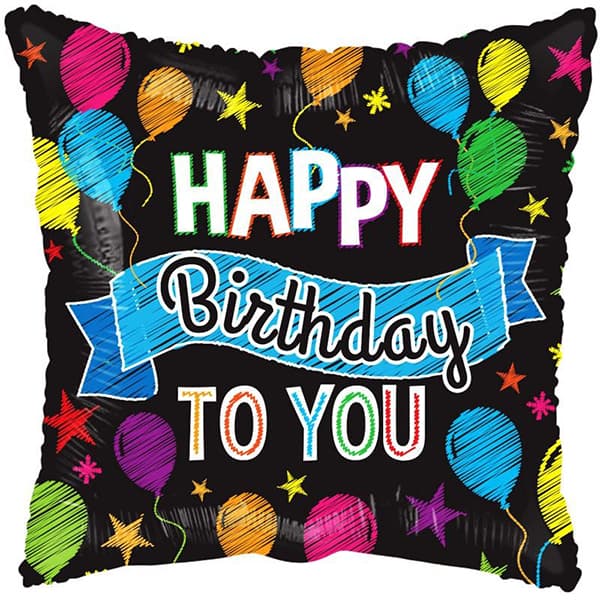 18" Happy Birthday Balloons & Banner Foil Balloons