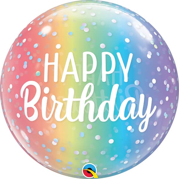(image for) 22" Happy Birthday Ombre & Dots Single Bubble Balloons