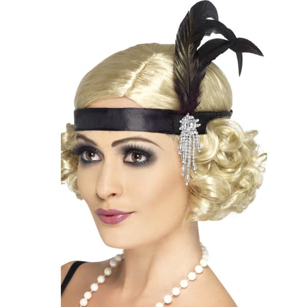(image for) Black Satin Charleston Headband
