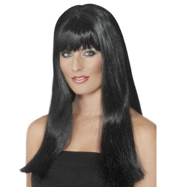 Black Mystique Wigs With Fringe