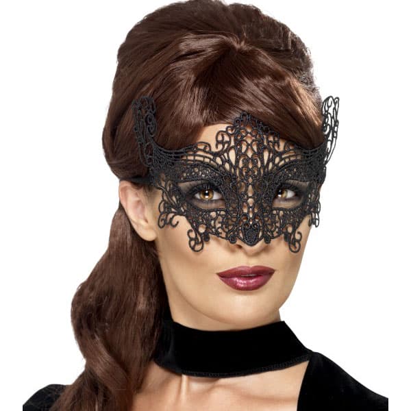 Black Embroidered Lace Filigree Eyemasks