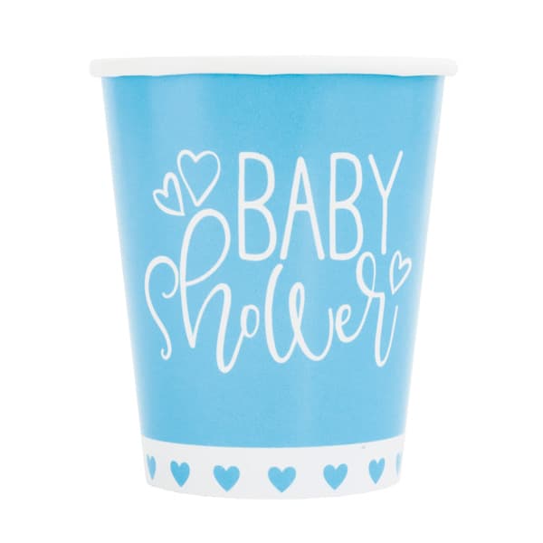 (image for) Blue Baby Shower Hearts Paper Cups 8pk