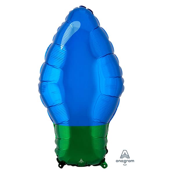 22" Blue Christmas Light Bulb Junior Supershape Balloons