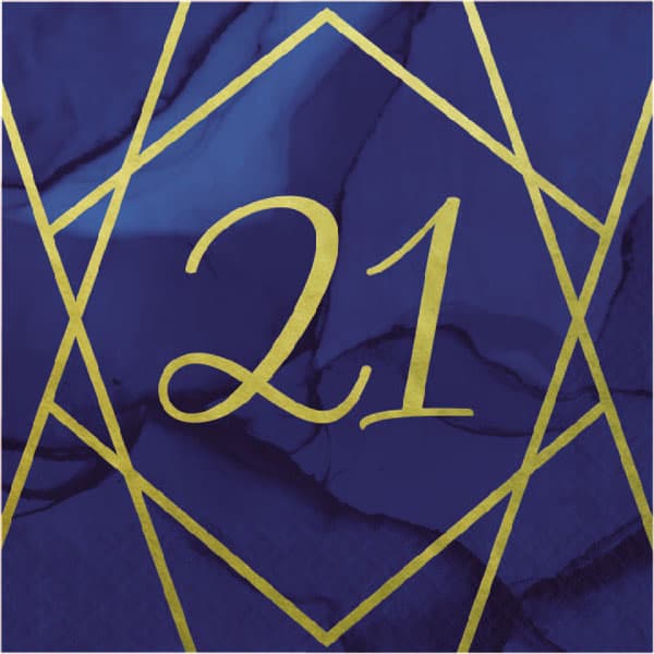 (image for) Age 21 Navy & Gold Geode Lunch Napkins 16pk