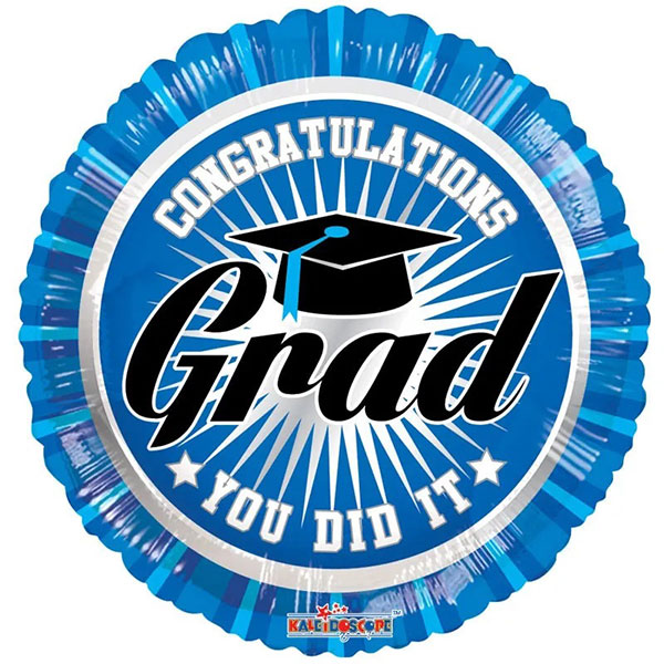 (image for) 18" Congratulations Grad Blue Foil Balloons