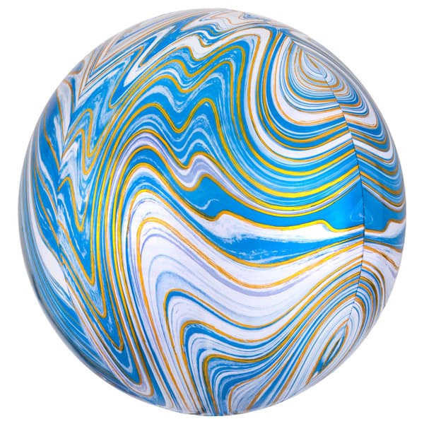 15" Blue Marblez Orbz Foil Balloons