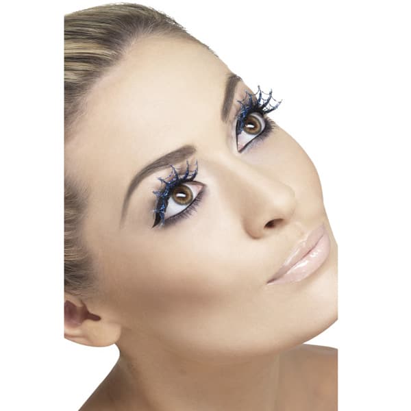 (image for) Blue Glitter Spiderweb Eyelashes x6