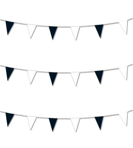 Black & White 20 Flag Pennant Bunting