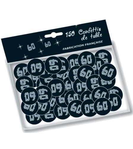 Black & White Age 60 Paper Confetti