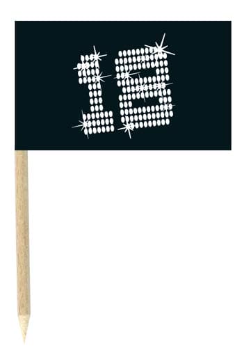 18 Black And White Food Flags 10pk