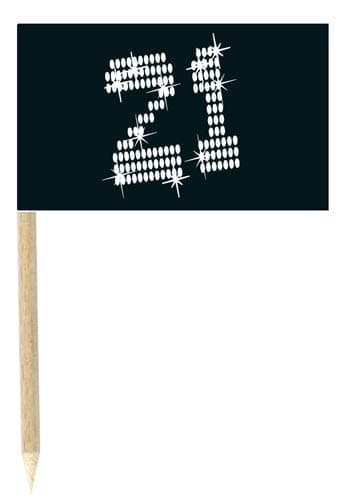 (image for) 21 Black And White Food Flags 10pk