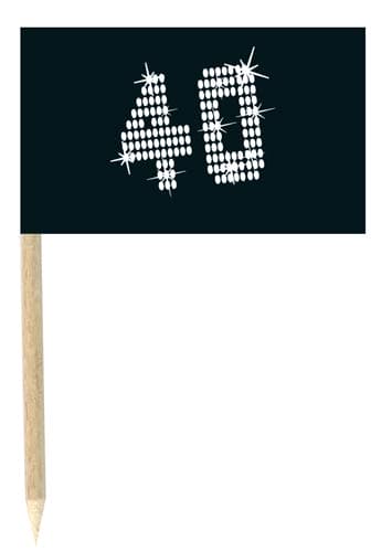 40 Black And White Food Flags 10pk