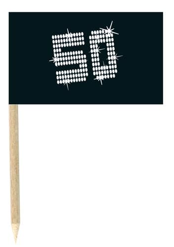 (image for) 50 Black And White Food Flags 10pk