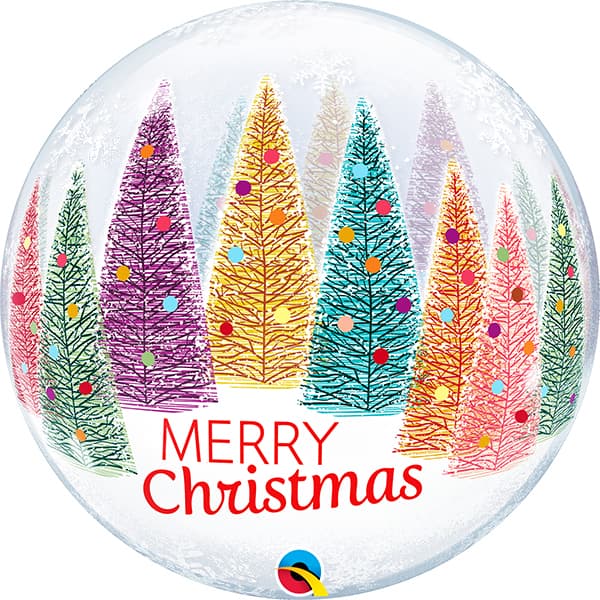 (image for) 22" Christmas Trees & Snowflakes Bubble Balloon