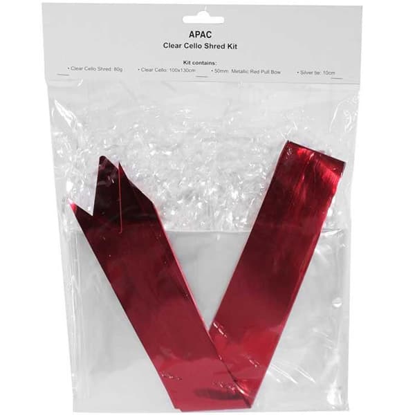 (image for) Clear Cello Hamper Kit With Red Bow