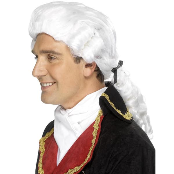 White Court Wigs With Black Ribbons