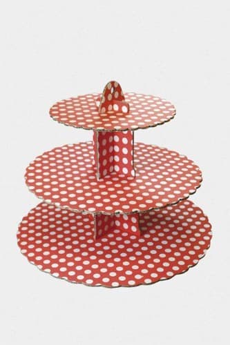 (image for) 3 Tier Red Spot Cupcake Stand