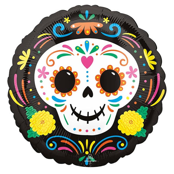 18" Day Of The Dead Skull Foil Balloons
