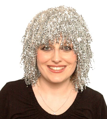 (image for) Silver Crimped Tinsel Wig