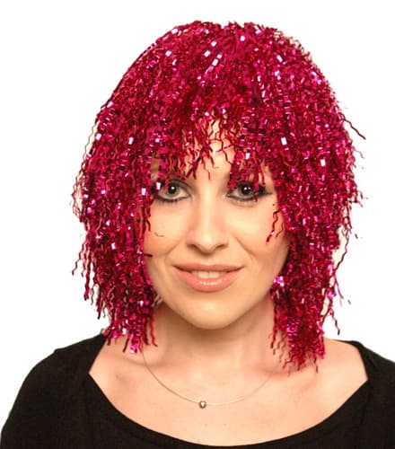 (image for) Pink Crimped Tinsel Wig