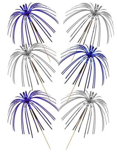 (image for) Blue And Silver Foil Palm Picks x30