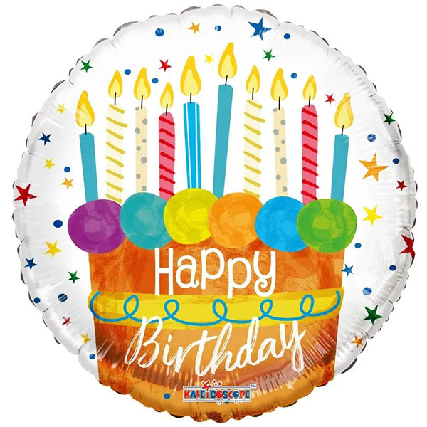 18" ECO Happy Birthday Cake And Candles Foil Balloons