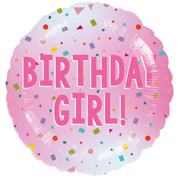 (image for) 18" Birthday Girl Pink Confetti Foil Balloons