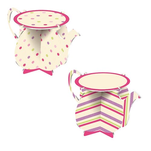 (image for) 2pk Pastel Teapot Cupcake Stands