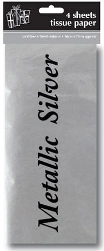 Metallic Silver Tissue Paper x4 Sheets