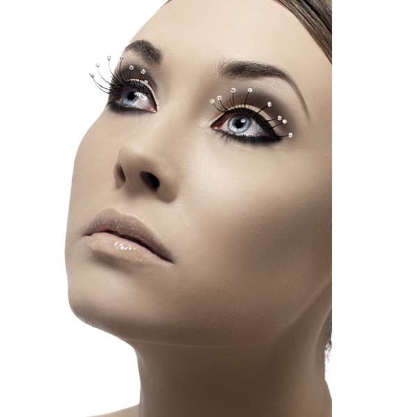 Black Eyelashes With Droplets x6