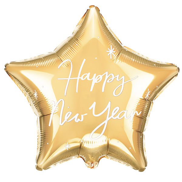 (image for) 19" Happy New Year Gold Star Foil Balloons