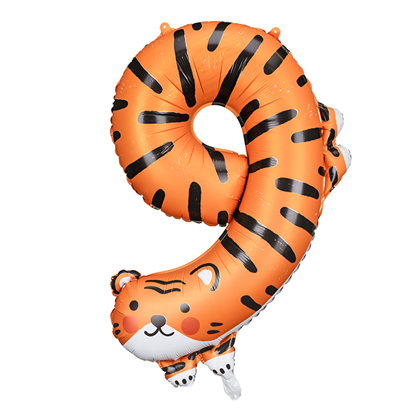30" Number 9 Tiger Shape Foil Balloons