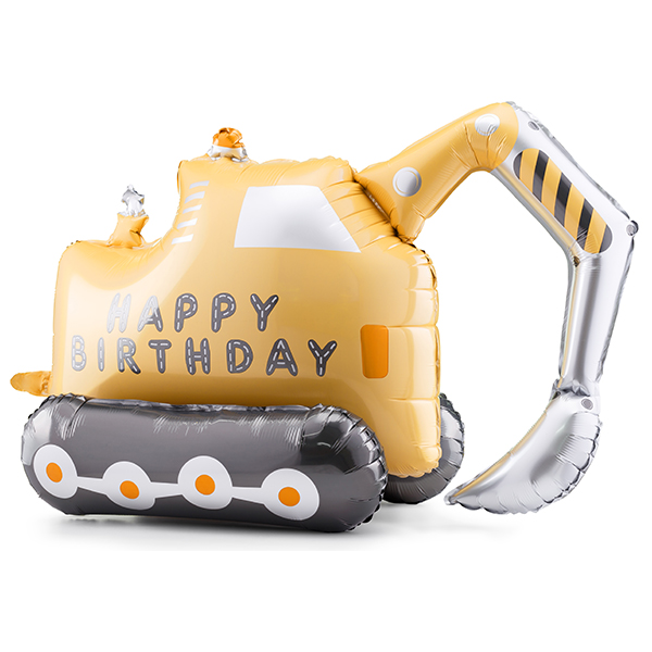 (image for) Happy Birthday Excavator Shape Foil Balloons
