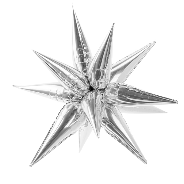 95cm Metallic Silver 3D Star Foil Balloons