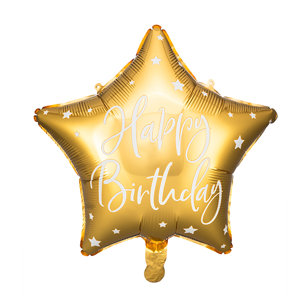 (image for) 19" Gold Happy Birthday Star Foil Balloons