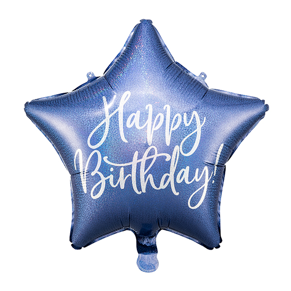 (image for) 19" Navy Blue Happy Birthday Star Foil Balloons