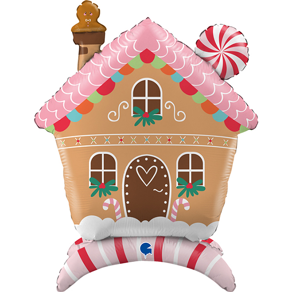 30" Gingerbread House Stand Up Air Fill Balloons