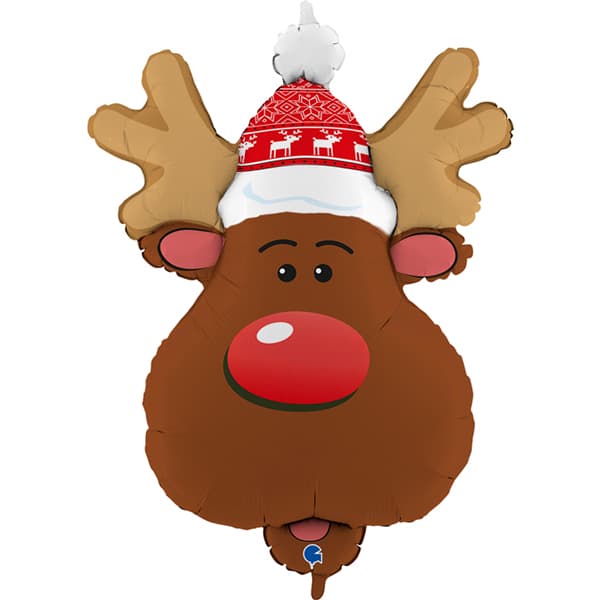 Smiley Reindeer Head Supershape Balloons