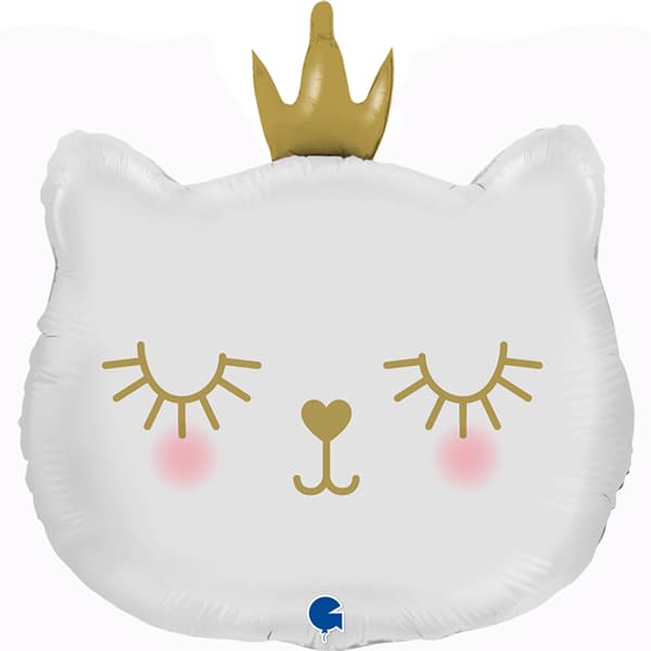 26" White Princess Cat Shape Balloons