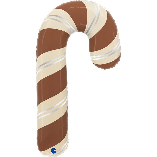 Satin Chocolate Candy Cane Supershape Balloons