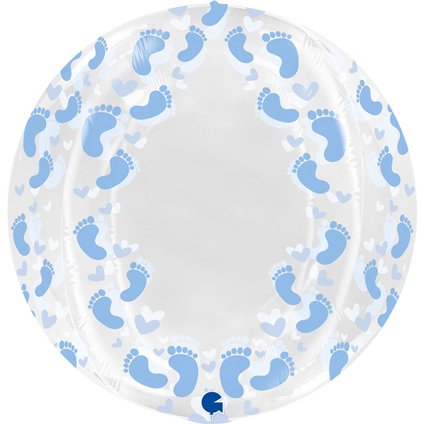 (image for) 19" Transparent Blue Footprint 4D Globes Balloons