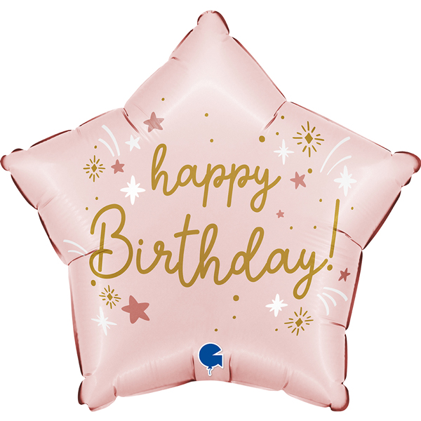 18" Pink Happy Birthday Star Foil Balloons