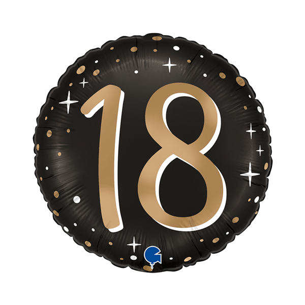 (image for) 18" Happy 18th Birthday Black Sparkling Foil Balloons