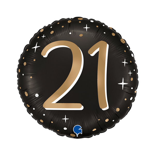 (image for) 18" Happy 21st Birthday Black Sparkling Foil Balloons