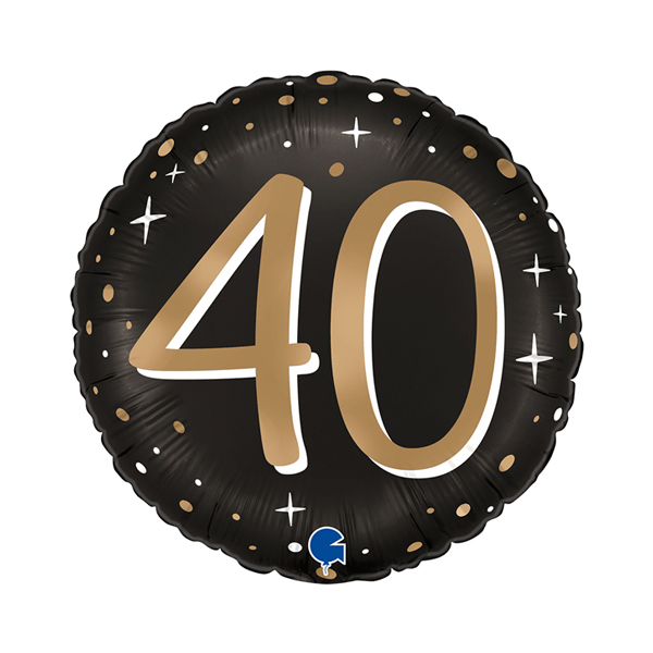 (image for) 18" Happy 40th Birthday Black Sparkling Foil Balloons