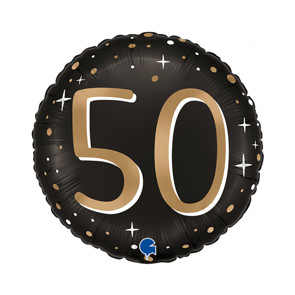 (image for) 18" Happy 50th Birthday Black Sparkling Foil Balloons