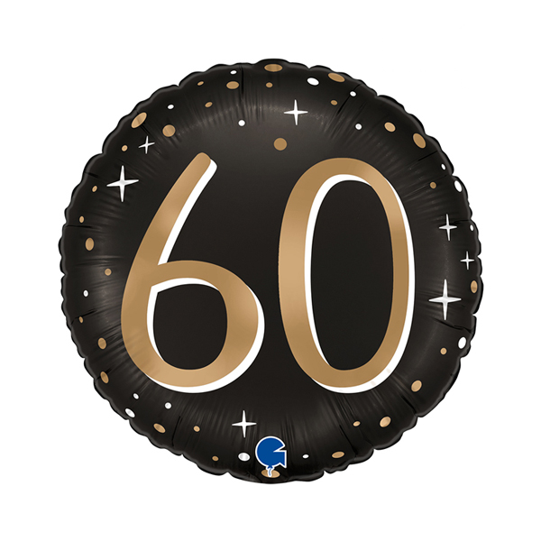 (image for) 18" Happy 60th Birthday Black Sparkling Foil Balloons